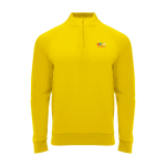 Langarm-Kinder-Sweatshirt mit Logo, 200 g/m2 Roly farbe gelb Ansicht mit Siebdruck