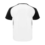 Zweifarbiges Kinder-Sportshirt kurzarm 140 g/m² Roly Bugatti farbe schwarz zweite Rückansicht