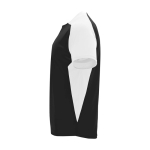 Zweifarbiges Kinder-Sportshirt kurzarm 140 g/m² Roly Bugatti farbe weiß/schwarz Seitenansicht