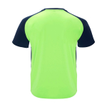 Zweifarbiges Kinder-Sportshirt kurzarm 140 g/m² Roly Bugatti farbe neongrün zweite Rückansicht