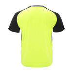 Zweifarbiges Kinder-Sportshirt kurzarm 140 g/m² Roly Bugatti farbe neongelb zweite Rückansicht