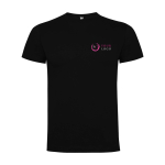 Kurzarm-Kinder-T-Shirt aus Baumwolljersey, 165 g/m2 Roly farbe schwarz Ansicht mit Siebdruck