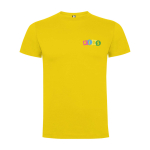 Kurzarm-Kinder-T-Shirt aus Baumwolljersey, 165 g/m2 Roly farbe gelb Ansicht mit Siebdruck