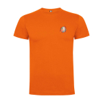 Kurzarm-Kinder-T-Shirt aus Baumwolljersey, 165 g/m2 Roly farbe orange Ansicht mit Siebdruck