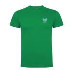 Kurzarm-Kinder-T-Shirt aus Baumwolljersey, 165 g/m2 Roly farbe tropengrün Ansicht mit Siebdruck
