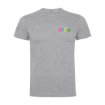 Kurzarm-Kinder-T-Shirt aus Baumwolljersey, 165 g/m2 Roly farbe hellgrau Ansicht mit Siebdruck
