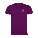 Kurzarm-Kinder-T-Shirt aus Baumwolljersey, 165 g/m2 Roly farbe purpurfarben Ansicht mit Siebdruck