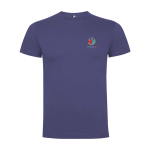 Kurzarm-Kinder-T-Shirt aus Baumwolljersey, 165 g/m2 Roly farbe jeansblau Ansicht mit Siebdruck