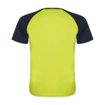 Zweifarbiges Kinder-Sportshirt kurzarm 140 g/m² Roly Indianápolis farbe gelb zweite Rückansicht