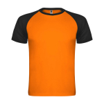 Zweifarbiges Kinder-Sportshirt kurzarm 140 g/m² Roly Indianápolis farbe orange
