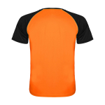 Zweifarbiges Kinder-Sportshirt kurzarm 140 g/m² Roly Indianápolis farbe orange zweite Rückansicht