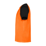 Zweifarbiges Kinder-Sportshirt kurzarm 140 g/m² Roly Indianápolis farbe orange Seitenansicht