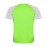 Zweifarbiges Kinder-Sportshirt kurzarm 140 g/m² Roly Indianápolis farbe neongrün zweite Rückansicht