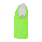 Zweifarbiges Kinder-Sportshirt kurzarm 140 g/m² Roly Indianápolis farbe neongrün Seitenansicht