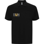 Unisex-Piqué-Polo aus Baumwolle und Polyester, 190 g/m², Roly farbe schwarz Ansicht mit Siebdruck