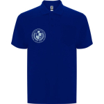 Unisex-Piqué-Polo aus Baumwolle und Polyester, 190 g/m², Roly farbe blau Ansicht mit Siebdruck