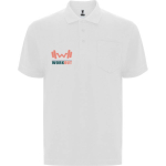 Unisex-Piqué-Polo aus Baumwolle und Polyester, 190 g/m², Roly farbe weiß Ansicht mit Siebdruck
