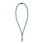 Farbiger RPET-Lanyard mit Bambusdetail zum Bedrcken farbe blau