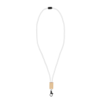 Farbiger RPET-Lanyard mit Bambusdetail zum Bedrcken farbe weiß
