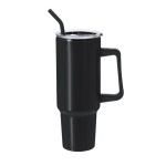 Thermobecher aus Edelstahl mit Griff und schwarzem Strohhalm 1,2 L farbe schwarz erste Ansicht