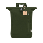 Rolltop-Rucksack aus 100 % recyceltem Canvas mit Schnallenverschluss farbe grün erste Ansicht