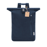 Rolltop-Rucksack aus 100 % recyceltem Canvas mit Schnallenverschluss farbe marineblau erste Ansicht