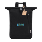 Rolltop-Rucksack aus 100 % recyceltem Canvas mit Schnallenverschluss Ansicht mit Druckbereich
