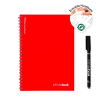 Unendliches Blanko-Notizbuch mit flexiblem Einband und Stift, A5 farbe rot vierte Ansicht