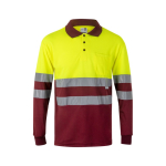 Arbeits-Poloshirt mit langen Ärmeln und Reflektoren, 160 g/m2, Velilla farbe bordeaux dritte Ansicht