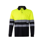 Arbeits-Poloshirt mit langen Ärmeln und Reflektoren, 160 g/m2, Velilla farbe schwarz dritte Ansicht