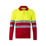 Arbeits-Poloshirt mit langen Ärmeln und Reflektoren, 160 g/m2, Velilla farbe rot dritte Ansicht
