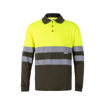 Arbeits-Poloshirt mit langen Ärmeln und Reflektoren, 160 g/m2, Velilla farbe militärgrün dritte Ansicht