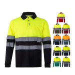 Arbeits-Poloshirt mit langen Ärmeln und Reflektoren, 160 g/m2, Velilla Ansicht in vielen Farben