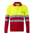 Arbeits-Poloshirt mit langen Ärmeln und Reflektoren, 160 g/m2, Velilla Ansicht mit Druckbereich