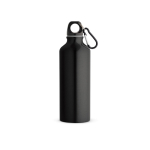 Recycelte Aluminiumflasche mit farbigem Karabiner, 530 ml farbe schwarz