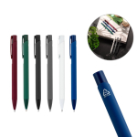 Kugelschreiber aus recyceltem Aluminium mit Gummi-Finish, blaue Tinte Ansicht in vielen Farben