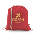 Turnbeutel aus recycelter Baumwolle und Polyester, 150 g/m² farbe rot Ansicht mit Logo 1