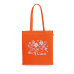 Einkaufstasche aus recyceltem Stoffmix, 150 g/m2 farbe orange Ansicht mit Logo 1