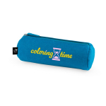 Zylindrisches Etui aus recyceltem Filz mit Reißverschluss farbe hellblau Ansicht mit Logo 1