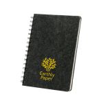 Liniertes Notizbuch aus recyceltem Filz mit halbfestem Einband, A5 farbe dunkelgrau Ansicht mit Logo 1