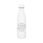 Edelstahl-Thermoflasche mit auslaufsicherem Deckel, 520 ml farbe weiß Ansicht mit Logo 1