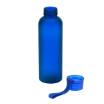 Gefrostete RPET-Flasche mit auslaufsicherem Deckel, 600 ml farbe blau