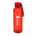 Gefrostete RPET-Flasche mit auslaufsicherem Deckel, 600 ml farbe rot Ansicht mit Logo 1