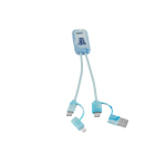 6-in-1-Ladekabel aus recyceltem PET in verlaufendem Farbton farbe mehrfarbig Ansicht mit Logo 1