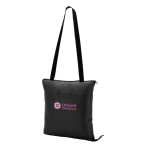 Faltbare Picknickdecke aus Polyester, auch als Tasche verwendbar farbe schwarz Ansicht mit Logo 1