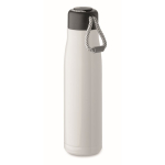 Auslaufsichere Edelstahlflasche mit Kordelgriff, 500 ml farbe weiß