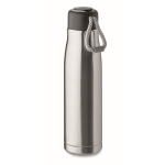 Auslaufsichere Edelstahlflasche mit Kordelgriff, 500 ml farbe mattsilber
