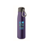 Auslaufsichere Edelstahlflasche mit Kordelgriff, 500 ml farbe köngisblau Ansicht mit Druckbereich