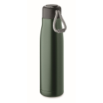 Auslaufsichere Edelstahlflasche mit Kordelgriff, 500 ml farbe dunkelgrün