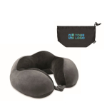 Reisekissen aus Schaumstoff mit ergonomischer Nackenstütze farbe dunkelgrau Ansicht mit Druckbereich